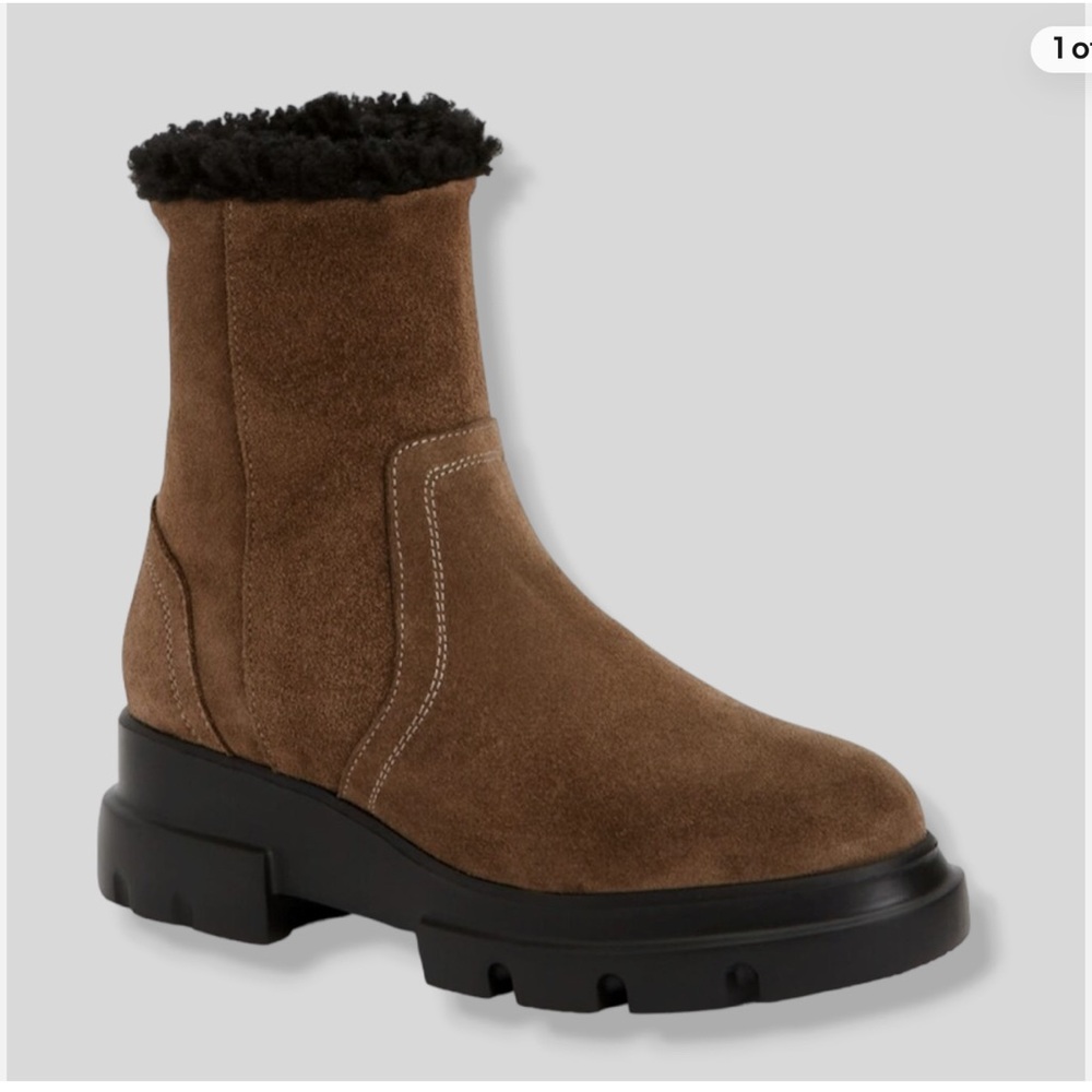 Women’s Aquatalia Brown Kyla Water Resistant Shearling Bootie Shoe Size US 7.5